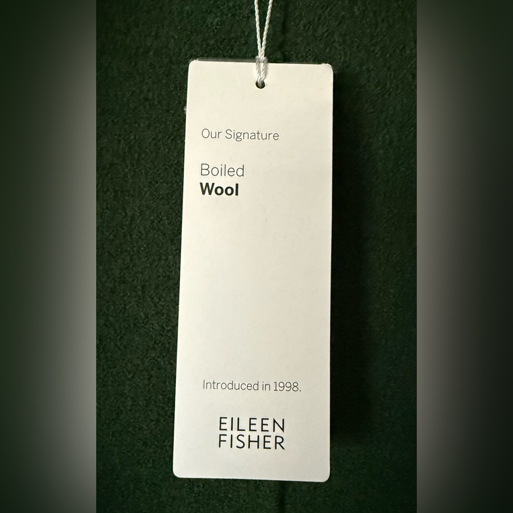 Eileen Fisher Forest Green Boiled Wool Sweater Jacket - Picture 3 of 6